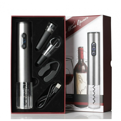 Top Selling Amazon Rechargeable 4 IN 1 Electric Corkscrew Automatic Wine Opener Set Gift Items for 2021 New Year Gift